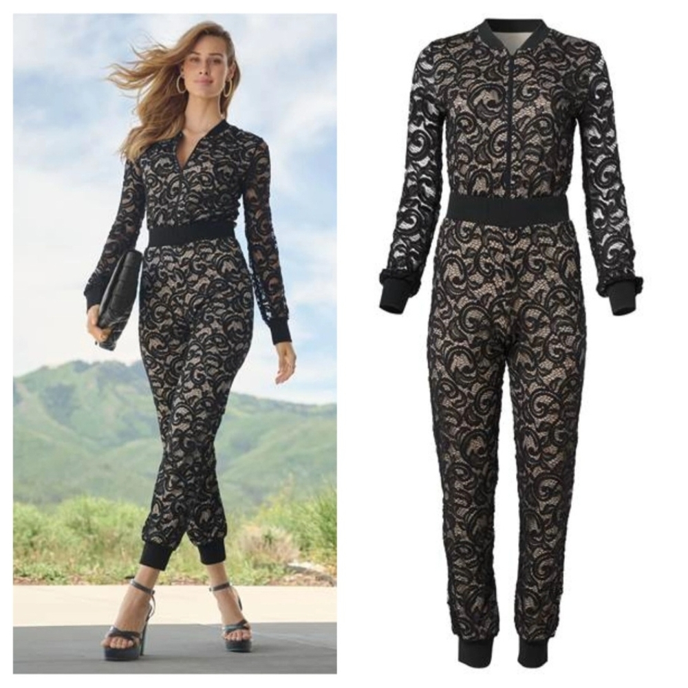 NWT Elegant Black Lace Jumpsuit